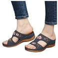 thumbnail image 3 of Anuirheih Slides for Women, Comfortable Wedge Casual Walking Sandals(Navy), 3 of 6