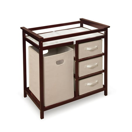 UPC: 0046605525012 | Badger Basket Modern Changing Table with Three Baskets & Hamper-Finish:Cherry