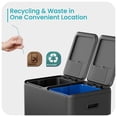 thumbnail image 5 of Home Zone Living 16 Gallon Stainless Steel Dual Trash and Recycling Can with Removable Liners and Soft Close Lids, Black, 5 of 8