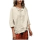 thumbnail image 3 of Camiseta para mujer,Top de poliéster estampado para mujer, manga 3/4, cuello en V, informal, cuello redondo, cómodo para uso diario, sopatenor, 3 of 9