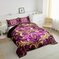 thumbnail image 3 of Manfei Retro Damask Print Bedding Comforter Set,Vintage Baroque Flower Twin Comforter Sets,Gold Purple Bedding Set For Men Women,Super Cozy Room Decor Reversible,2-Piece, 3 of 8