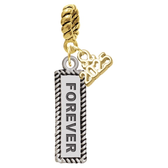Delight Jewelry Silver-tone Forever - Gold-tone Rope Charm Bead Dangle with Mini 2025