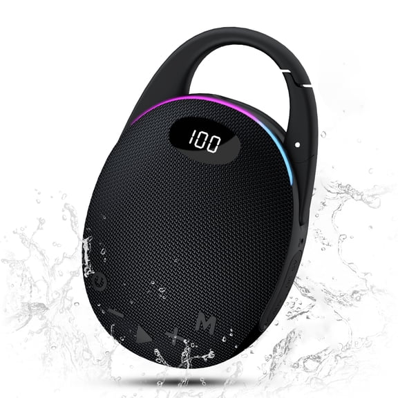 Portable Mini Bluetooth Speaker with HD Sound, LED Power Display, Big Pro Sound with Punchy Bass,Integrated Carabiner, 30H Playtime, Colorful RGB Lights, TWS pairing,Outdoor/Party/Travel, Gift Ideas