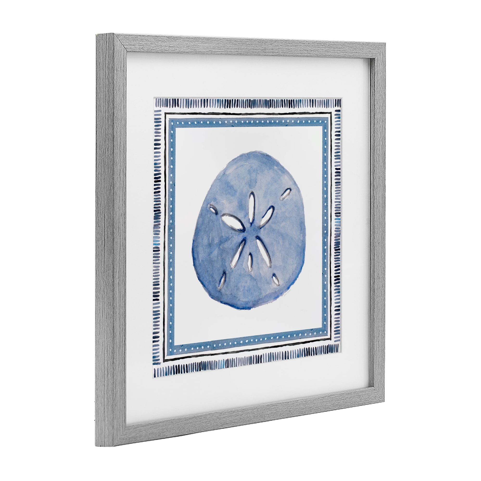 Stupell Industries Blue Bordered Sand Dollar Gray Framed Print Under Glass, design by Lanie Loreth