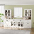 thumbnail image 2 of RichYa Kitchen Pantry Cabinet Set of 4,94" W Buffet Sideboard Coffee Bar with Glass Door Hutch,Modular Storage Cabinets with Shelves & Drawers for Dining Room,White(CEEC), 2 of 10