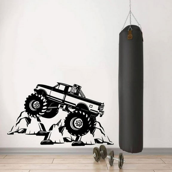 Wheels Cars Monster Truck Trucks Toy Car Ride Wall Sticker Art Decal for Girls Boys Room Bedroom Nursery Kindergarten House Fun Home Decor Stickers Wall Art Vinyl Decoration Size (35x40 inch)