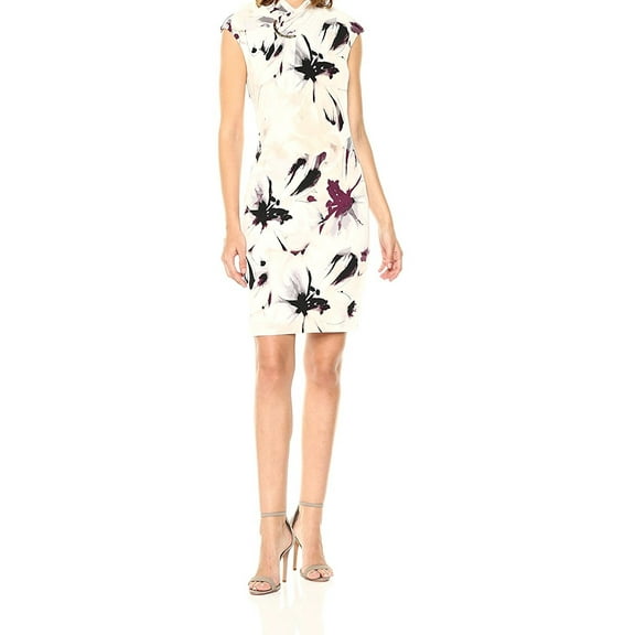 Calvin Klein NEW White Ivory Women Size XL Hardware Ruched Sheath Dress