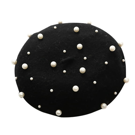 Hats Christmas Women Beret Pearl Elegant Sweet Artist French Style Beret Beanie Cap Winter Hats For Women