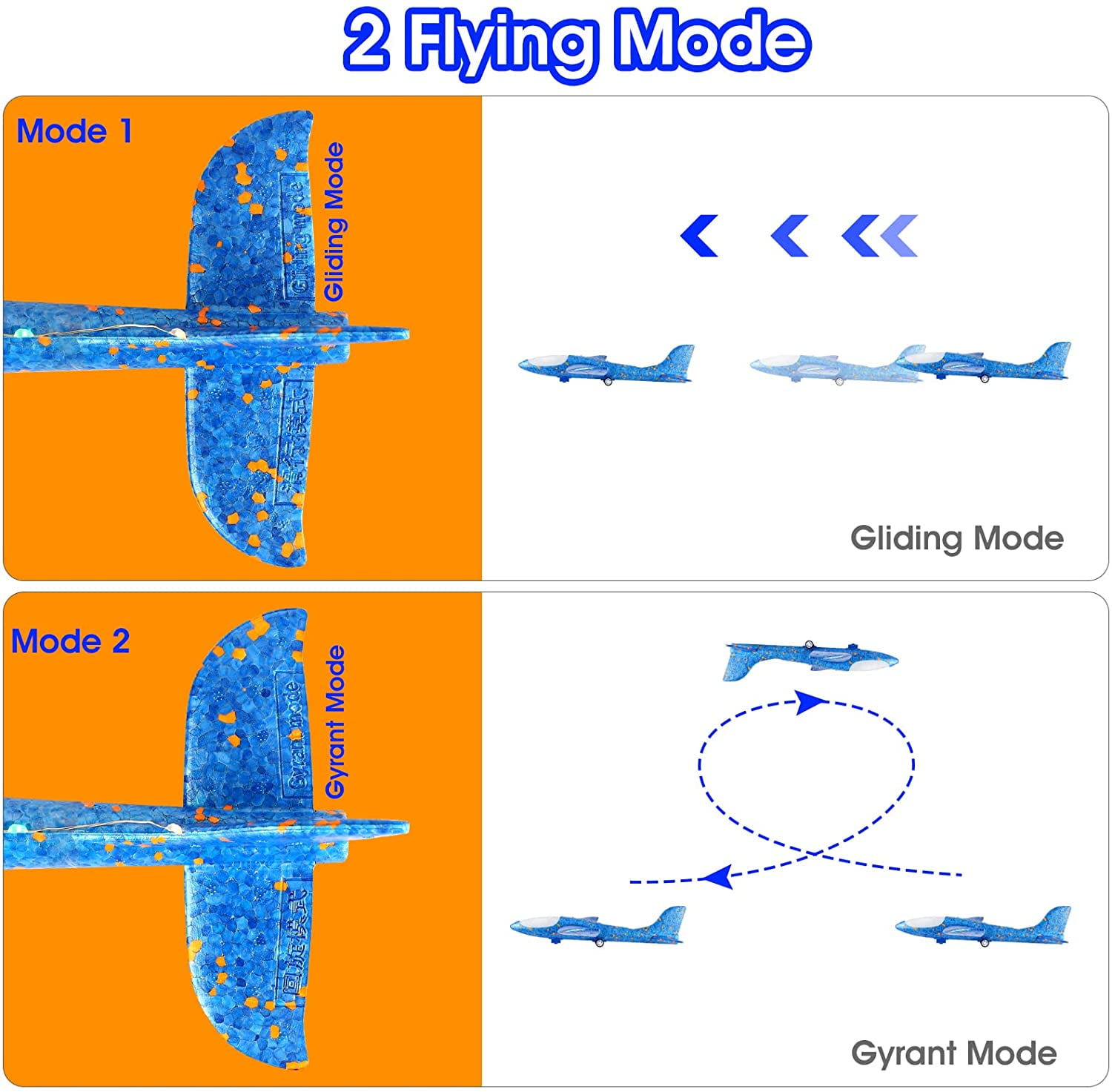 Allaugh 3 Pack Airplane Launcher Toys, Foam Glider LED Light Airplane 2 Flight Mode Catapult Plane Toy for Boys, Outside Flying Toys Gifts for 4 5 6 7 8 9 10 11 12 Years Old