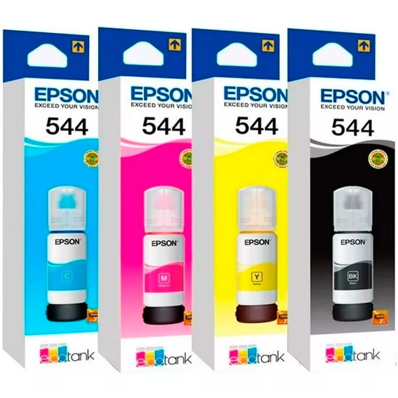 Kit de 4 Tintas EPSON T544 para L3110 L3150 L5190 Color Cyan Magenta Amarillo Negro