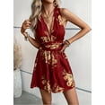 thumbnail image 5 of MORTTIC Women's Deep V-Neck Floral Print Jumpsuit, Sleeveless Romper with Waist Tie Belt, Non-Stretch Fabric for Summer, 5 of 5