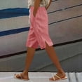 thumbnail image 2 of UVEASISHA Bermuda Shorts for Women Knee Length Cotton Linen Capris Summer 2025 Lightweight Straight Leg Beach Shorts with Pockets Watermelon Red M, 2 of 8