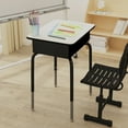 thumbnail image 6 of HBCY Creations Student Desk - Gray Top - Height Adjustable Legs - Crisscross Frame for Added Stability - Open Front Book Box - Pencil Grooves, 6 of 14