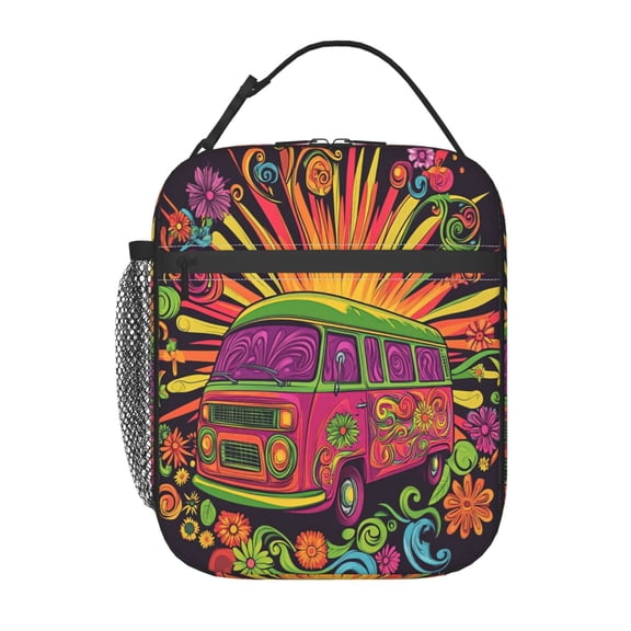 Vintage Camper Lunch Bag for Office Women – Stylish Thermal Insulated Tote with Shoulder Strap, Lightweight for Work or Travel