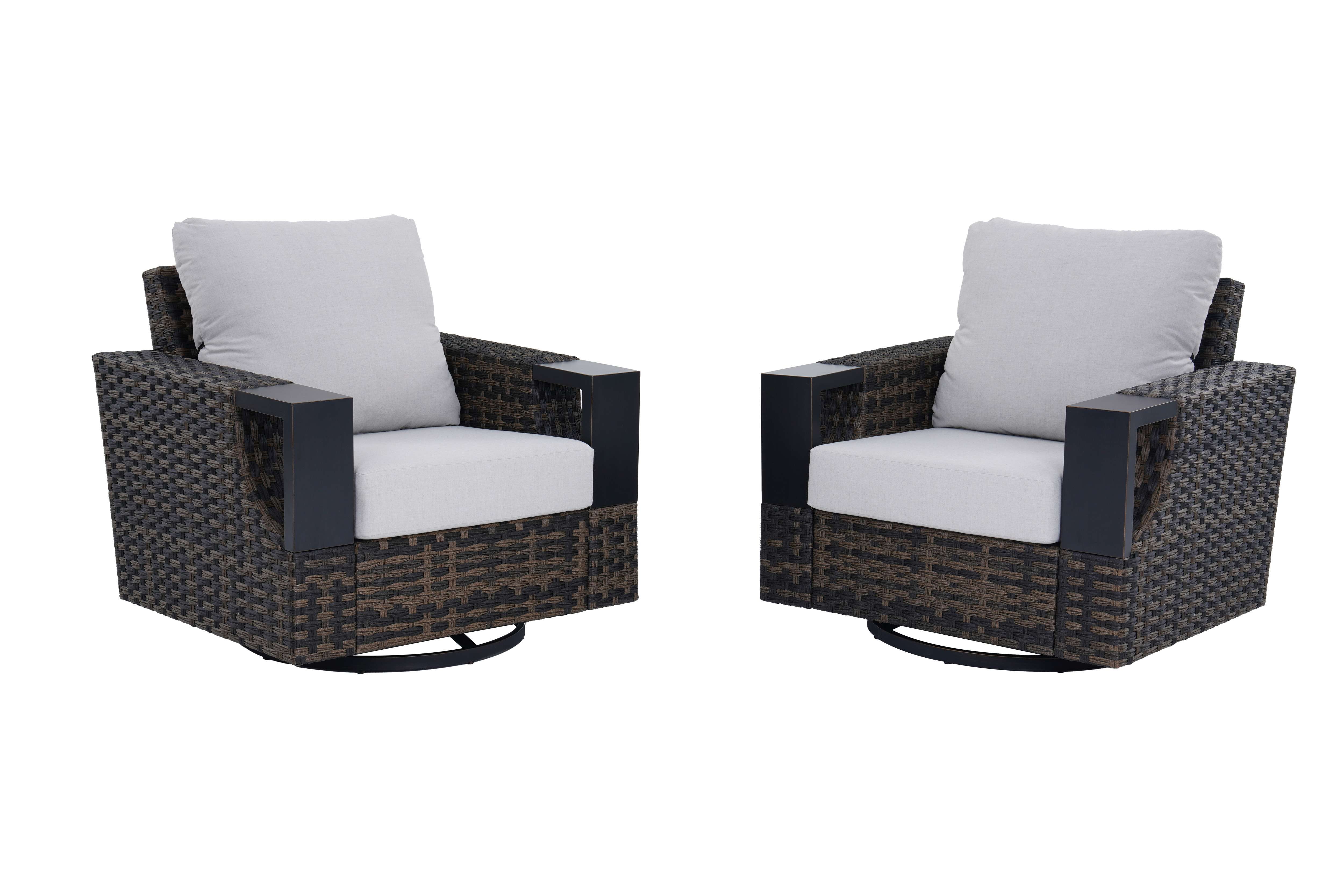 Better Homes & Gardens Rockport Club Swivel Chairs, Brown, 2 Pack