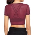 thumbnail image 2 of Women's Tops, Tees & Blouses Short Sleeve Seamless Arm Shaper Mesh Womens Spring Summer Shirts, 2 of 3