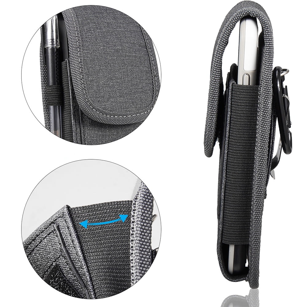 6.5-inch Vertical Universal Cell Phone Holster Pouch with Belt Clip and Card Slots