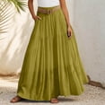 thumbnail image 2 of DHFJKG Maxi Skirts For Women Linen High Waisted Flowy A-Line Elastic Waist Skirt (With Belt) Casual Boho Summer Beach Vacation Clothes Soft Skirt, 2 of 5