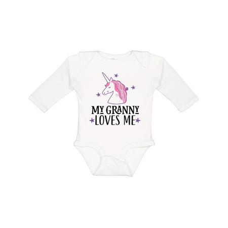 

Inktastic My Granny Loves Me Unicorn Girls Long Sleeve Baby Bodysuit