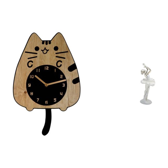 Reloj de pared con forma de gato bailarín. Escultura de bailarina silenciosa. Arte moderno y creativo para cocina, dormitorio, oficina. Ideal como reg