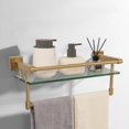thumbnail image 1 of Estante de vidrio para baño con toallero SFGSOWOR, oro cepillado, 1 of 8
