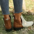 thumbnail image 4 of Mepaouo Western Ankle Bootie Womens Suede Stacked Heel Chelsea Slip on Short Boots with Zipper(Orange,8), 4 of 9