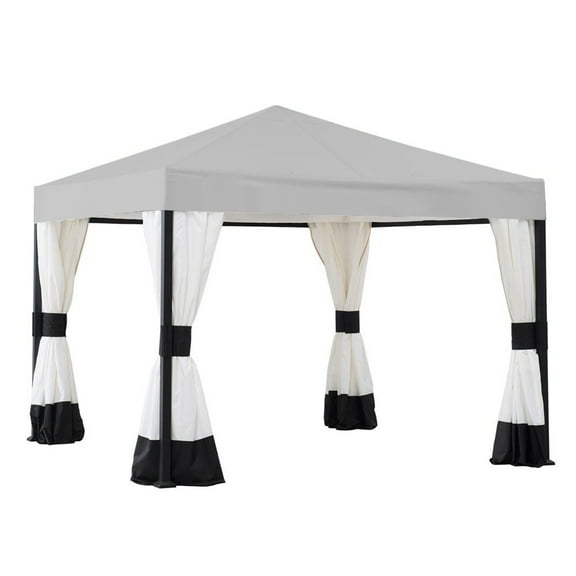 Garden Winds Replacement Canopy Top Cover for Black and White Gazebo - Riplock 350 - Slate Gray Color