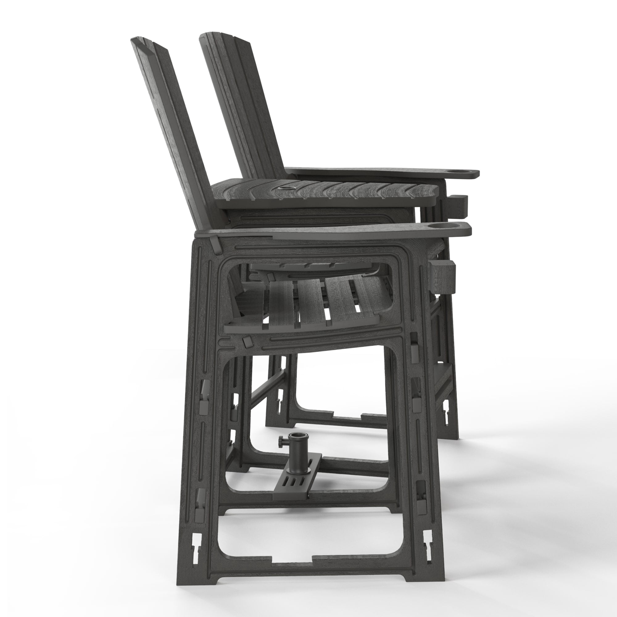 WestinTrends Azura Outdoor Tall Adirondack Chairs With Connecting Table Tray (Set of 2), Gray