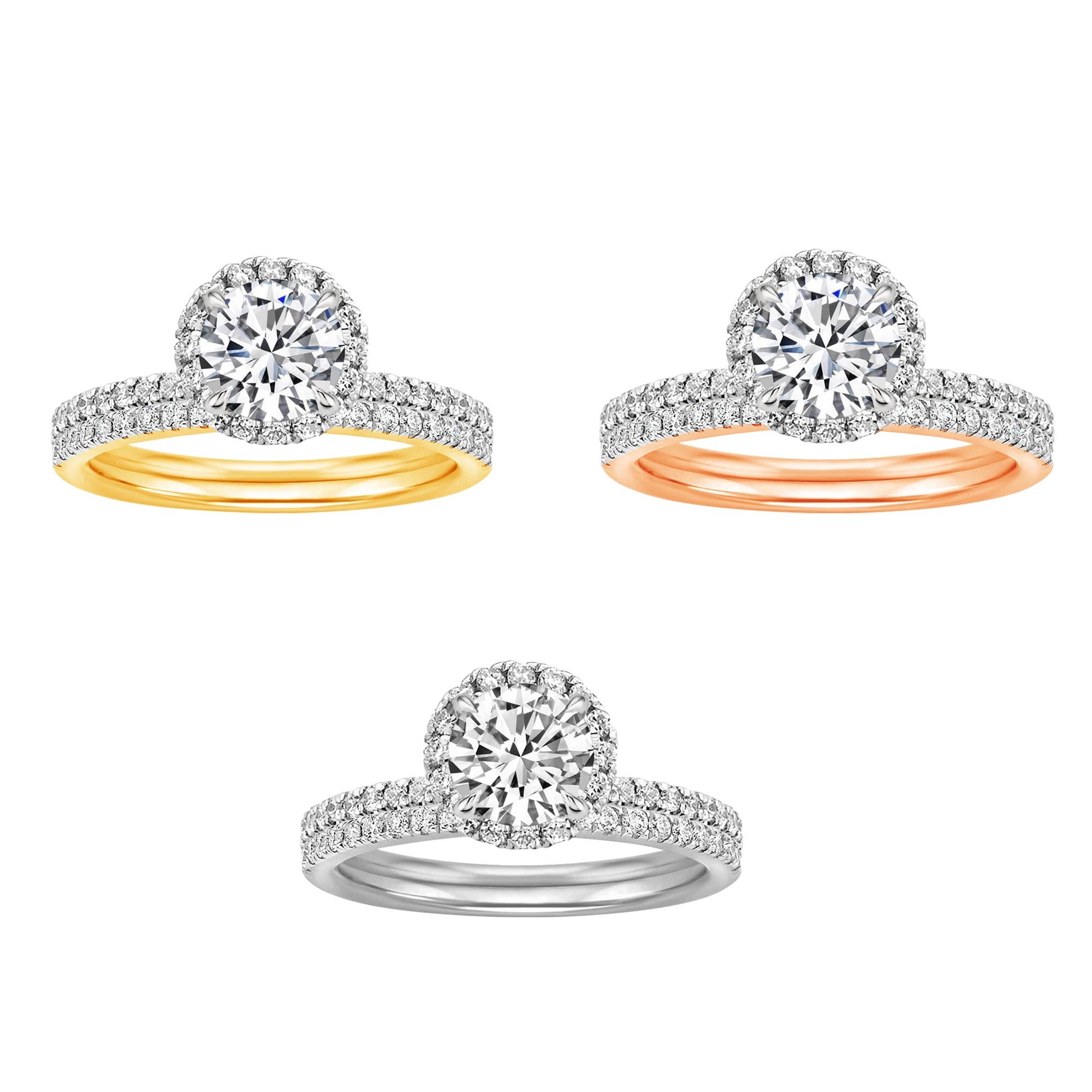Arista 2-1/2 Carat T.W. Round Swarovski Diamond Halo Bridal Set by Pink plated Sterling Silver