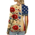 thumbnail image 5 of Women’s Long Sleeve Crewneck Top with Flag and Floral Print Casual Pullover Soft Lightweight Knit Sweater for Daily Wear Red S, 5 of 5