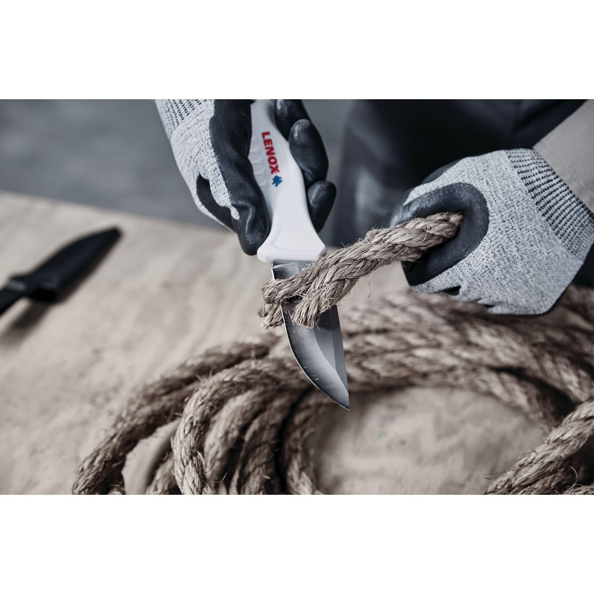 View Larger Lenox® Tradesman™ LXHT14701 Resharpenable Utility Knife, Stainless Steel Blade with Sheath