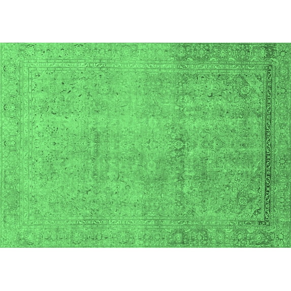Ahgly Company Indoor Rectangle Abstract Emerald Green Modern Area Rugs, 2' x 5'