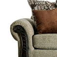 thumbnail image 3 of Benjara BM217592 Fabric Upholstered Sofa with Wooden Engraving Details, Brown & Beige, 3 of 5