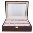 thumbnail image 1 of Caja organizadora para relojes Dislpay, madera delicada, 10 rejillas, estuche de lujo, estuche de almacenamiento para exhibición de joyas, 1 of 5