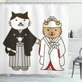 thumbnail image 1 of Ambesonne Japanese Cat Shower Curtain, Bride and Groom Cats, 69"Wx70"L, Dark Grey White, 1 of 3
