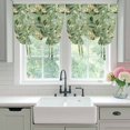 thumbnail image 5 of Floral Tie Up Curtain 63 Inches Long, Sage Green Leaves Plants Branches Balloon Style Kitchen Window Curtain Over Sink, Small Window Rod Pocket Curtain 42"x63", 5 of 9