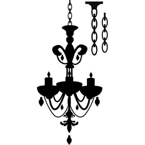 Design With Vinyl Chandelier 4 Artwork living room Hanging Light Ceiling Fixture Extra Chain Wall Decal for Family - Light Bulbs Ornate Lighting Fixture Suspended Themed Décor - Size: 8 In x 17 In