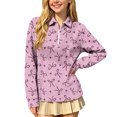 thumbnail image 3 of Falkdiz Long Sleeve Shirts for Girls Back to School Sweet Pullover Winter 1/4 Zipper Casual Graphic Stylish Girls Tops , Wine , Size: 3-4 Years, 3 of 9