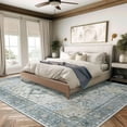 KUETH Area Rugs 3x5 Machine Washable Vintage Distressed Print Blue Floral Medallion Accent