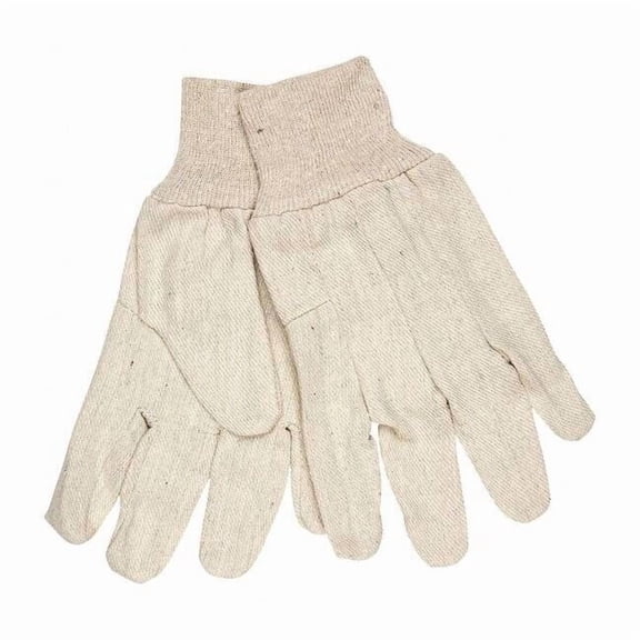 Mcr Safety Knit Gloves, Canvas, None Uncoated, Off-White, L, 12 PK 8100A