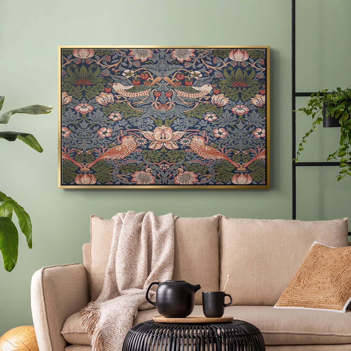 Vintage Abstract Print-LVIII Framed in Gold Wood Gallery Wrapped Canvas 27 in. x 41 in.