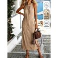 thumbnail image 5 of Womens Khaki Casual Summer Maxi Dress Halter Sleeveless Long Vacation Dress, 5 of 6