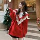 thumbnail image 3 of Suéter de hoja de cabra roja navideña, chaqueta holgada y versátil, suéter de punto de otoño e invierno, parte superior cálida y gruesa para mujer, 3 of 4