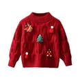 thumbnail image 4 of Tisuna Girls Sweater Toddler Christmas Tree Print Long Sleeve Crew Neck Cardigan Loose Comfortable Autumn Winter Girls Pullover Clothes Red Size 18-24 Months, 4 of 4