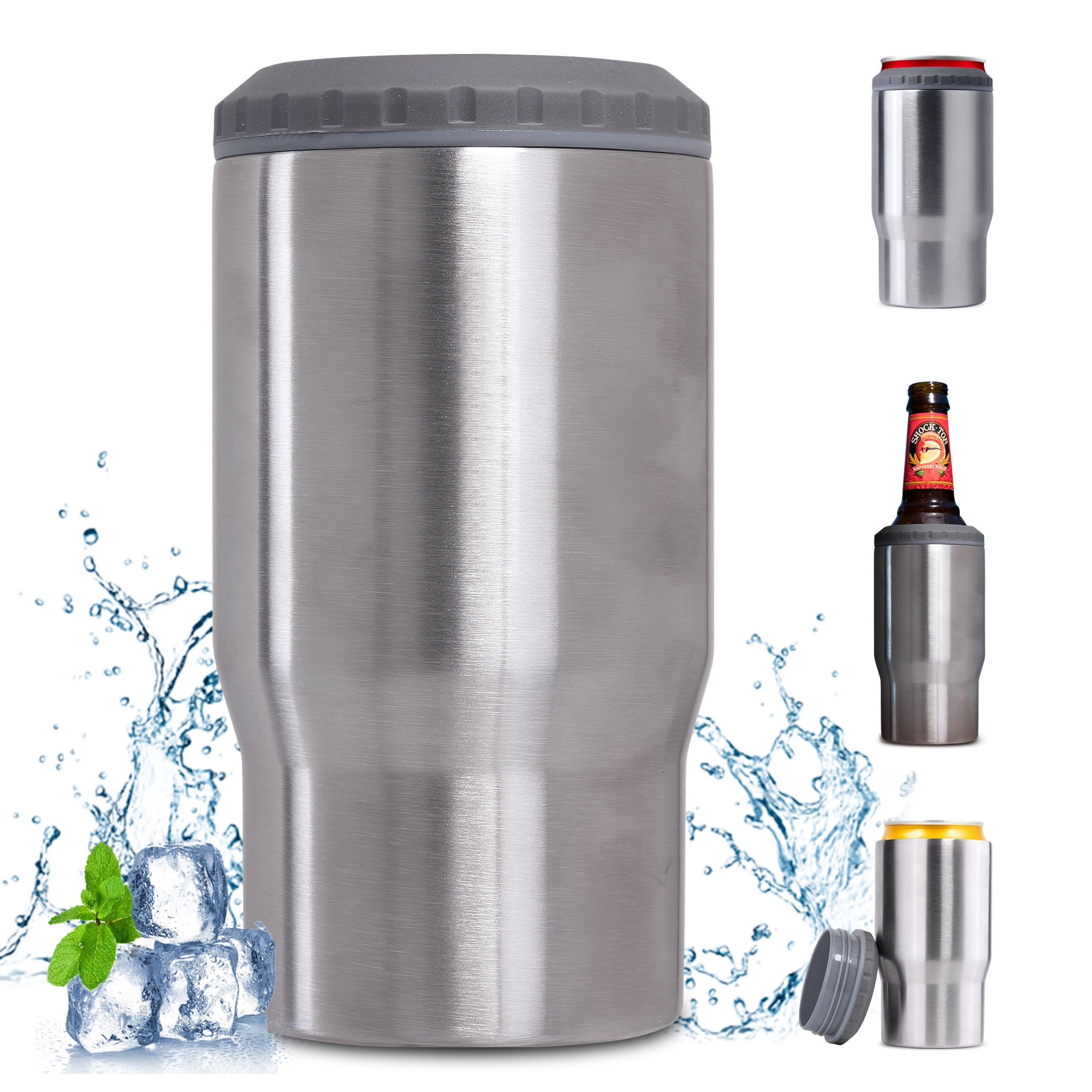 4 in 1 Vacuum Insulated Stainless Steel Beer Bottle Cold Keeper, Can