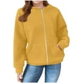 thumbnail image 2 of GaThRRgYP Toddler Girls Holiday Crewneck Sweatshirt,Solid Color Children Hooded Top Girls Long Sleeved Sweatshirt Round Neck Zipper Top Yellow 150, 2 of 6