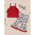 thumbnail image 2 of Wassery Infant Baby Girls Summer Outfit Sets 3 6 9 12 18 24 Months Newborn Girls Clothes Sleeveless Knited Tops with Baseball Print Flared Pants Headband Set 3M-24M, 2 of 9