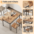 thumbnail image 3 of Dining Table Set for 4, Retro Brown Kitchen Table and Chairs, 5 Piece Rectangular Wood Table Set for Small Spaces, Apartments, 3 of 8