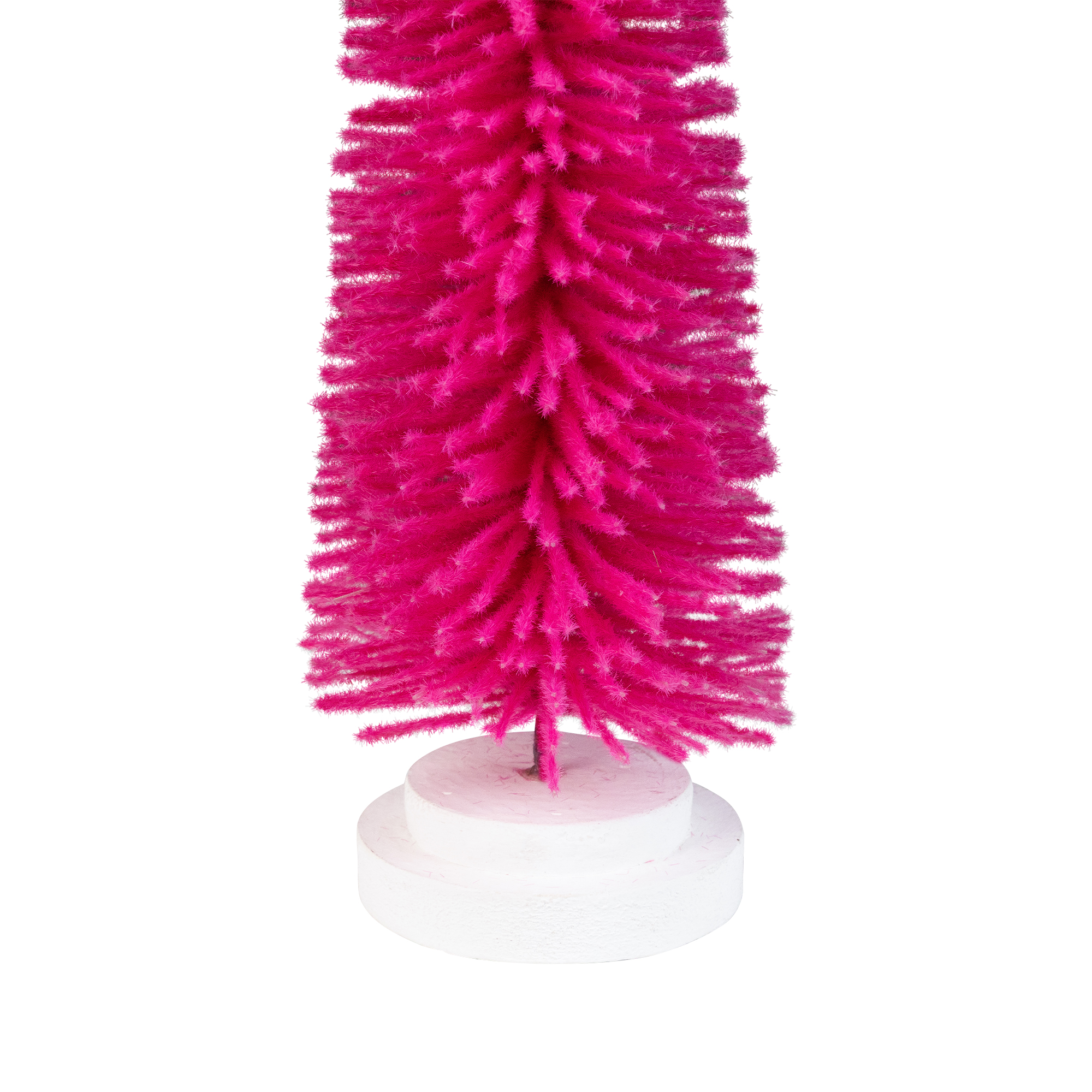 Bottle Brush Artificial Mini Christmas Tree with Wood Base - 16" - Pink
