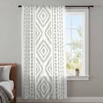 thumbnail image 4 of Boho Sage Green Geometric Sheer Curtains 54 Inches Long, Vintage Southwestern Stripes Light Filering Curtains, Breathable Simi Curtain Privacy Drapes for Kitchen Bathroom Small Window Treatment, 4 of 9